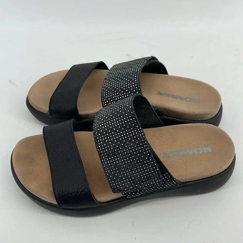 NWOT Romika Borneo leather two strap comfort slide sandals sz 38